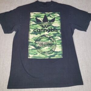 Flying Horse Cannabis Shirt Mens XL Black Camo Graphic‎ Hood Approved Pure Grass